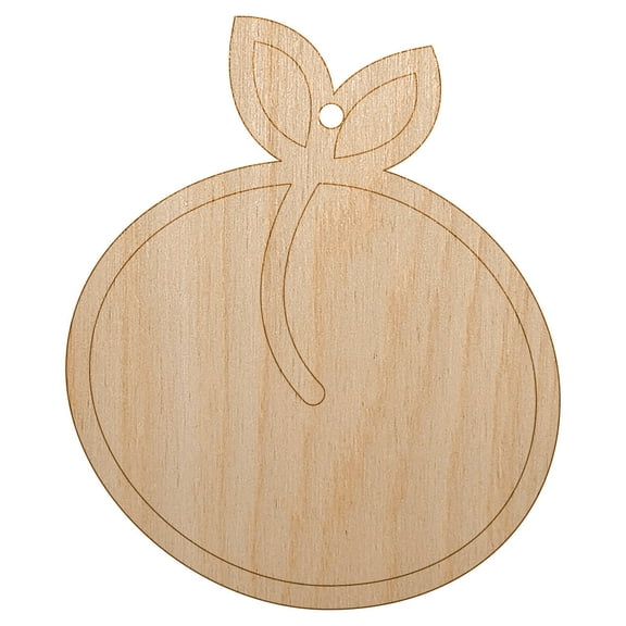 Peach Fruit Doodle Wood Holiday Christmas Tree Ornament Unfinished DIY Pre-Drilled Craft