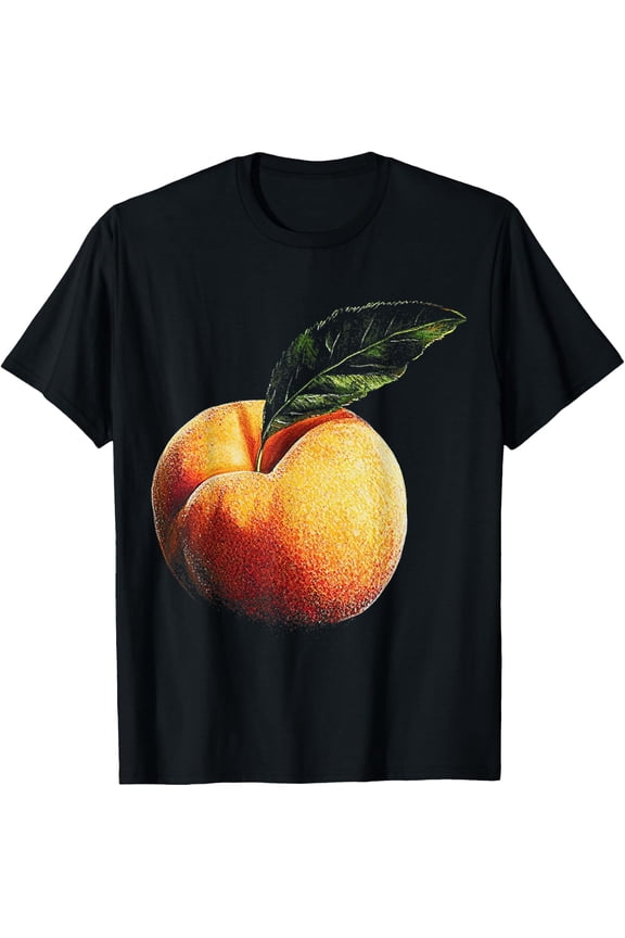 Peach Fruit Outline Graphic T-Shirt Size S-5XL