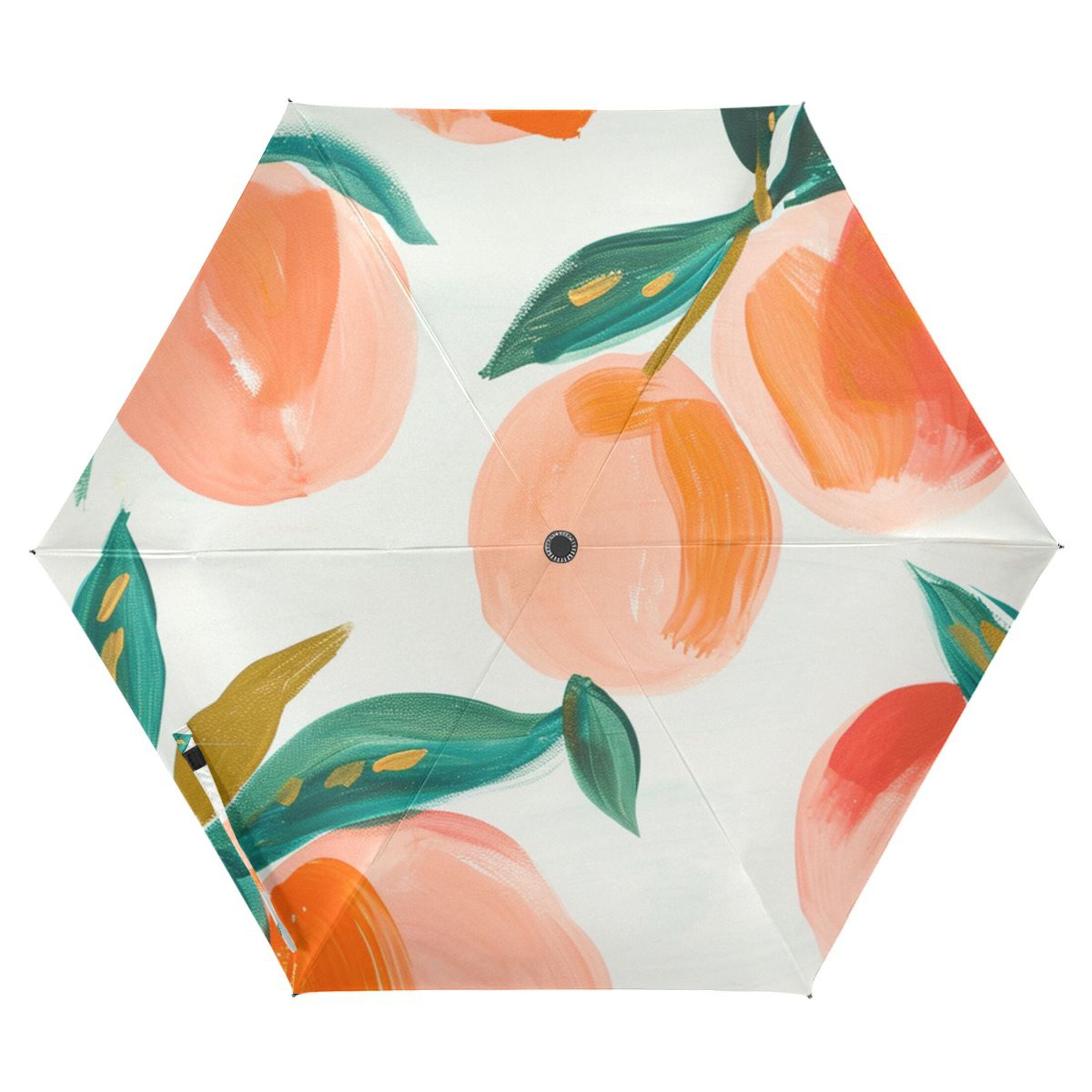 Peach Fruit UPF 50+ Compact Folding Umbrella for Rain Windproof Travel ...