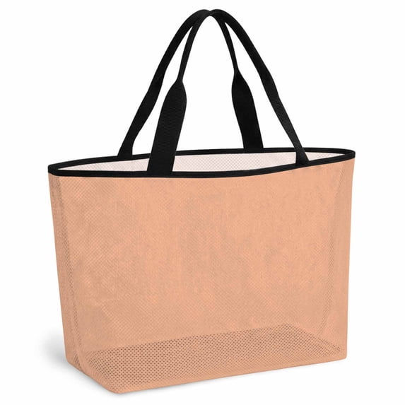 Peach Fuzz Beach Bag for Women, Large Breathable Mesh Beach Tote Bag, Modern Pure Peach Fuzz Sandproof Lightweight Travel Bags for Vacation Picnic Swimming Pool 15.7"x15.7"x9.1"