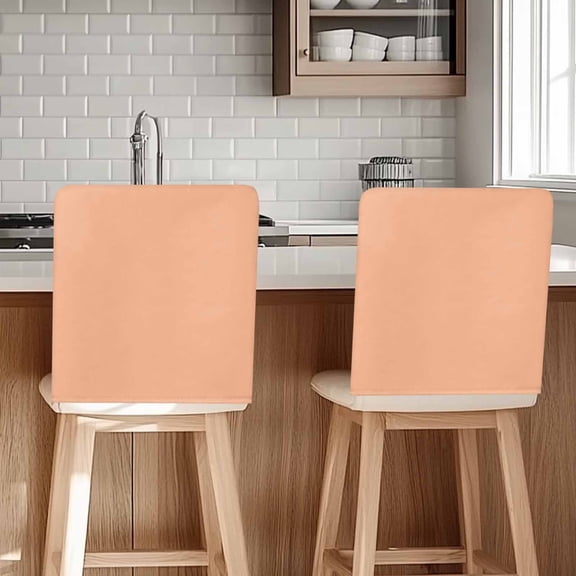 Peach Fuzz Chair Covers Set of 4 Coral Chair Back Covers Stretch Removable Washable Slipcovers Protector for Dining Room Kitchen Party Decor