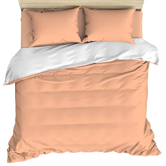 Peach Fuzz Duvet Cover Set, Modern Pure Peach Fuzz Soft Duvet Cover Twin Size Bedding Set 4 Pieces, 1 Quiltcover and 2 Pillowcases with Zipper, 1 Bed Sheet for All Seasons