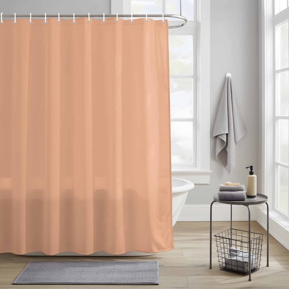 Peach Fuzz Fabric Shower Curtain for Bathroom Waterproof Polyester Bath Curtain with 12 Hooks Coral Washable Shower Curtain with Grommets 36"x72"