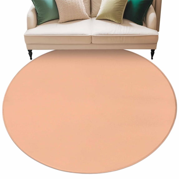 Peach Fuzz Large Area Rugs for Bedroom Living Room, Soft Non Slip Carpet Bedside Rug, Modern Pure Peach Fuzz Round Floor Cover Kitchen Accent Rug 6' for Dining Room/Office
