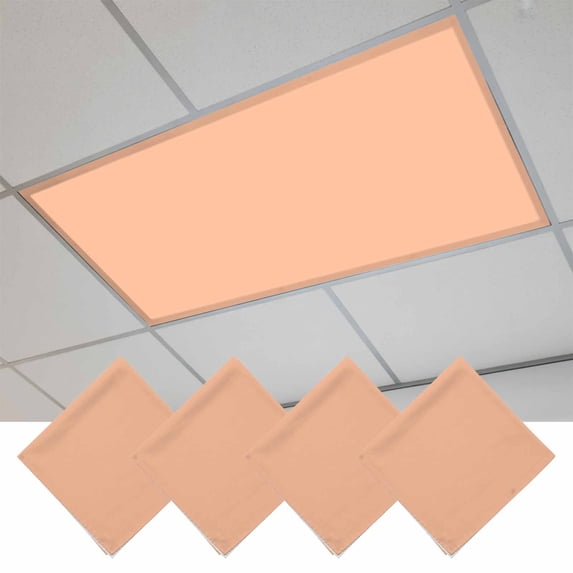 Peach Fuzz Magnetic Fluorescent Light Covers for Ceiling Lights 2 x 4 Feet, Modern Pure Peach Fuzz Office Classroom Kitchen Drop Ceiling Light Covers Lighting Filters Shade Panel 4 Packs