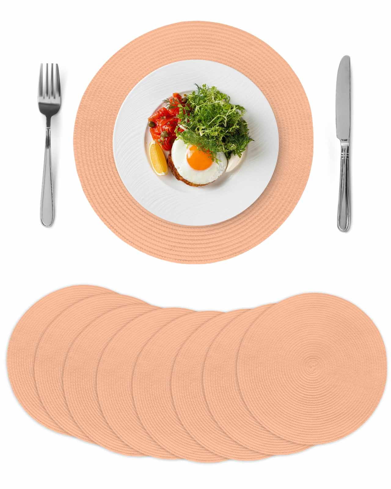 Peach Fuzz Round Placemats Set of 8 for Dinning Tables, Heat-proof ...