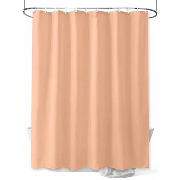 Peach Fuzz Shower Curtain, Coral Solid Color Waterproof Shower Curtain Set with 12 Hooks Lightweight Washable Fabric Shower Curtains for Bathroom 72x72 Inches