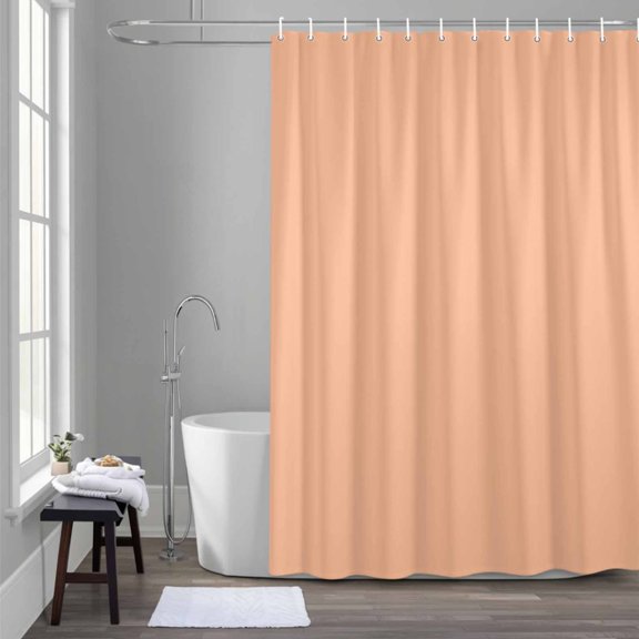 Peach Fuzz Shower Curtain for Bathroom Decor, Coral Waterproof Fabric Shower Curtain, 36"x72" Set with 12 Hooks