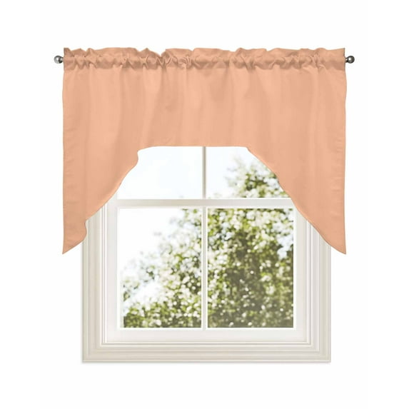 Peach Fuzz Swag Valance for Windows 56'' x 36'', Modern Pure Peach Fuzz Light Filtering Kitchen Curtains Valances for Bathroom/Living Room/Bedroom/Café, Rod Pocket Curtain Panel