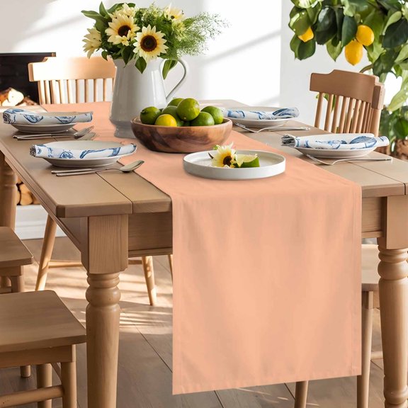Peach Fuzz Table Runner, Coral Washable Kitchen Table Runners Dress Scarves for Dining Table Decorations Party/Restaurant/Indoor Outdoor Use, 13x36in