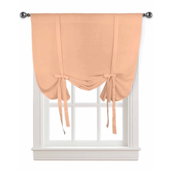 Peach Fuzz Tie Up Curtains for Kitchen Bathroom Bedroom Windows 45 Inch Length,Pure Peach Tone Solid Color Simple Minimalism Art Balloon Drape Curtains Shade Rod Pocket Drapery Curtain Panel,34"x45"