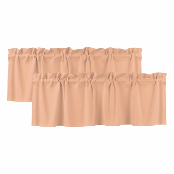 Peach Fuzz Valances for Windows, Decorative Rod Pocket Window Valance Curtains, Modern Pure Peach Fuzz Short Curtain Drapes for Kitchen/Bathroom/Living Room, 2 Panels, 60" W x 18" L