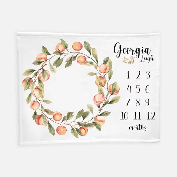 Peach Girl Milestone Blanket, 30x40in Fleece Blanket