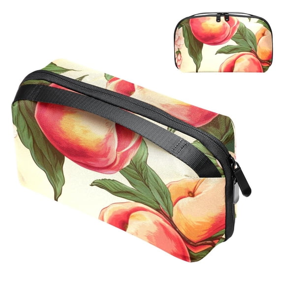 Peach Hard Drive Bags Travel Case Charging Cord Organizer - Oxford Cloth Waterproof Electronics Digital Accessories Pouch with Organizer Charger Station - 5.9x9.44x3.14 in