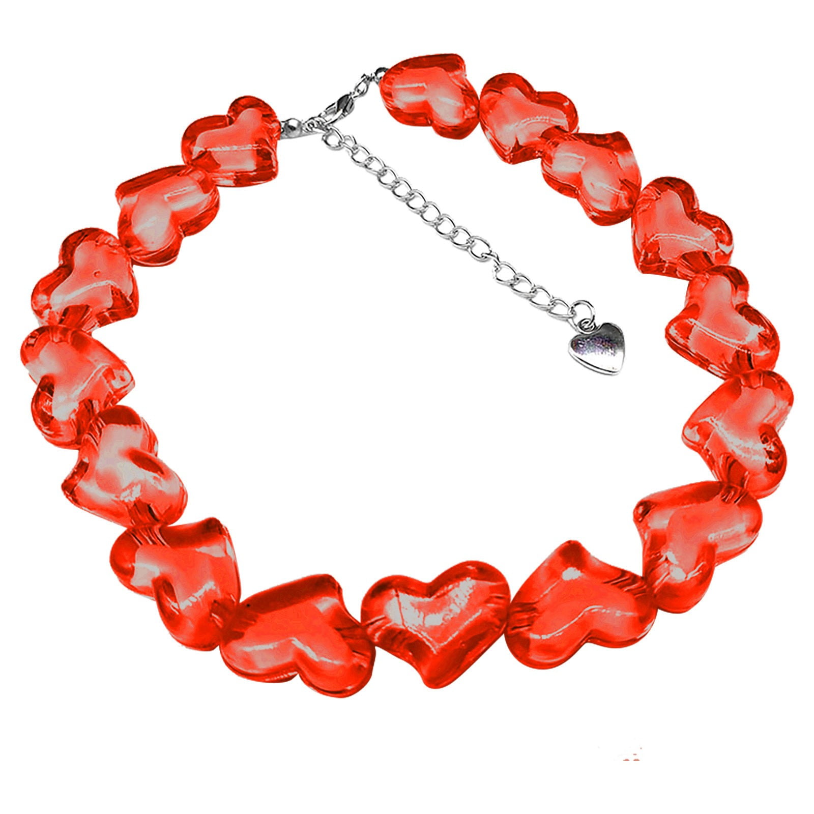 Peach Heart Jewelry Valentine's Day Acrylic Beads Love Necklace Crystal