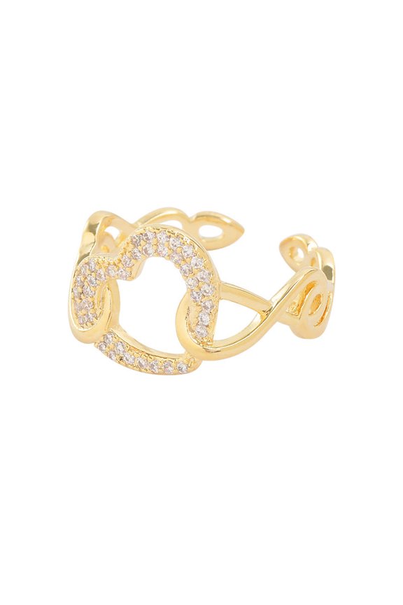 Peach Heart Ring Copper Flower Korean Style Simple Niche Design Electroplated Jewelry Rings Copper Art Ring Gem