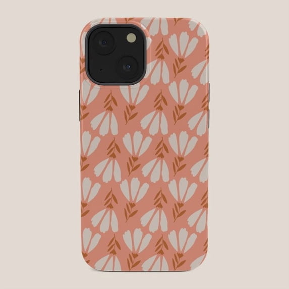 Peach, Ivory and Rust Fan Flower and Leaf Tough Case for Apple iPhone ...