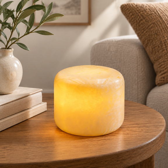 Peach Jade Marble Touch Table Lamp, 3-Way LED Portable Rechargeable Bedside Night Light