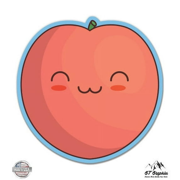 Peach Kawaii Style Cute Japanese - 12" Vinyl Sticker Waterproof Decal