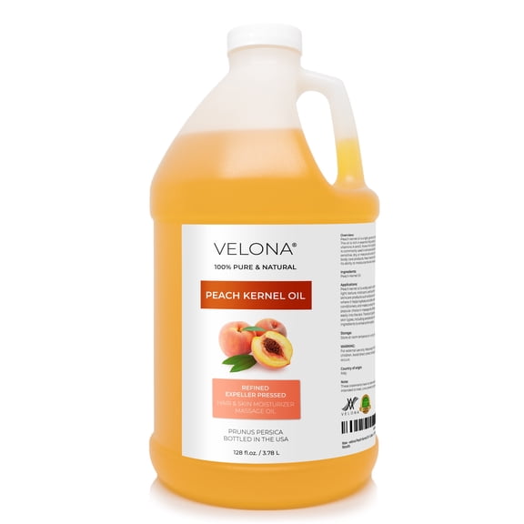 Peach Kernel Oil by Velona - 1 Gallon / 128 Fl Oz | 100% Pure and Natural Carrier Oil | Refined | Cooking, Skin, Hair, Body & Face Moisturizing | Use Today - Enjoy Results