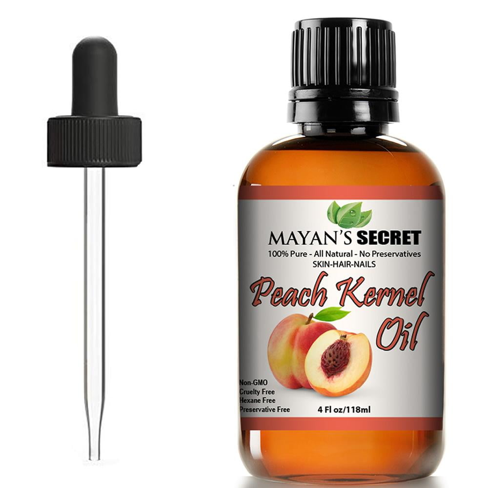 Mayan's Secret Peach Kernel Oil – 4 Fl Oz – For Skin Elasticity, Hair, Nails, And Massage