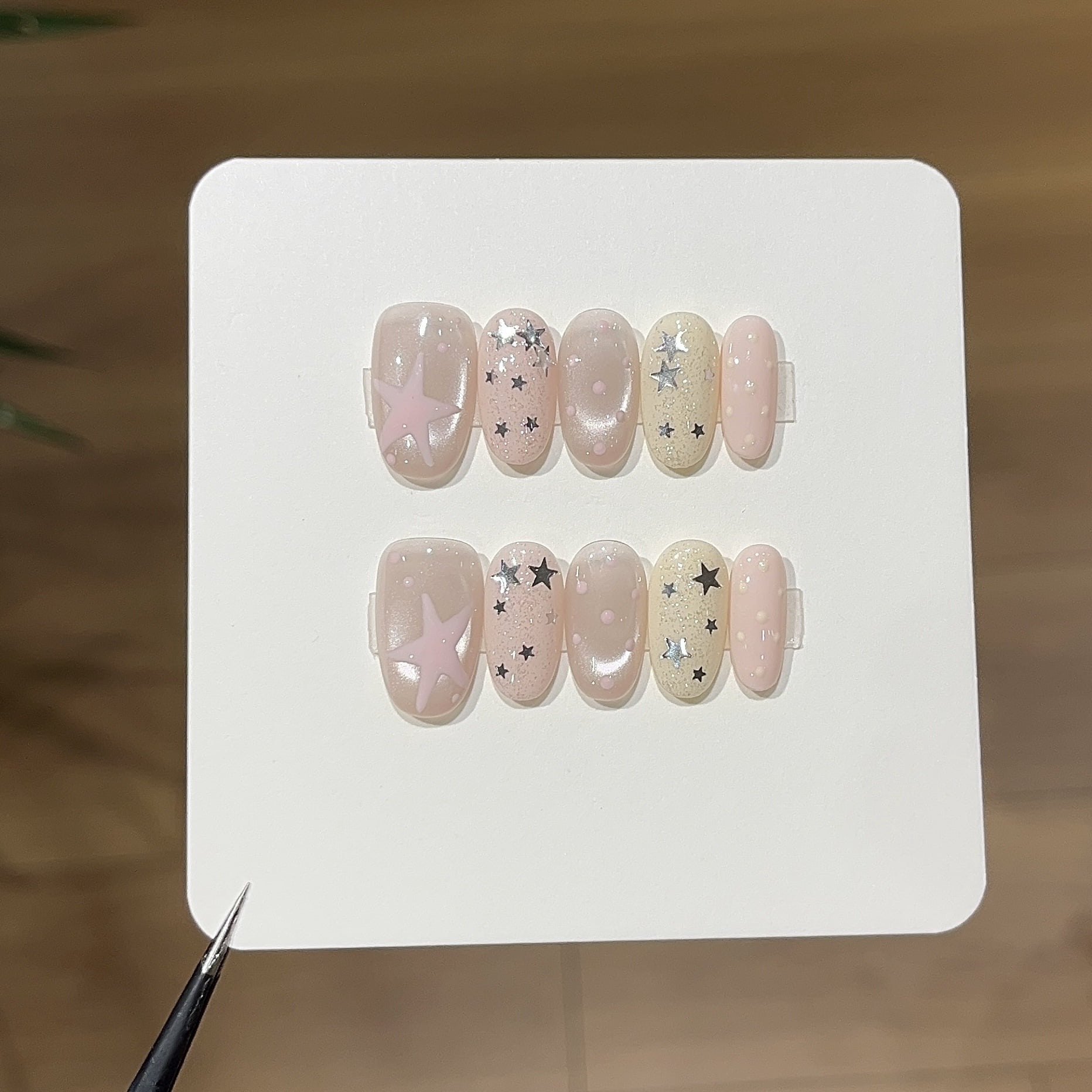 [Peach Kerry] Korean sweet and cool pink cat eye apricot star fine ...