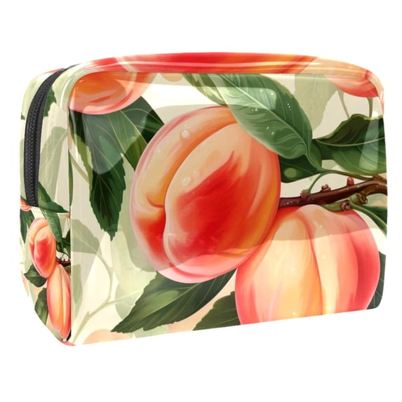 Peach Large Capacity Waterproof PVC Cosmetic Travel Bag with Zipper Pouch for Ladies and Girls, Lightweight Printed Design Men's Toiletry Bag, Extra Large Toiletry Bag for Women on the Go