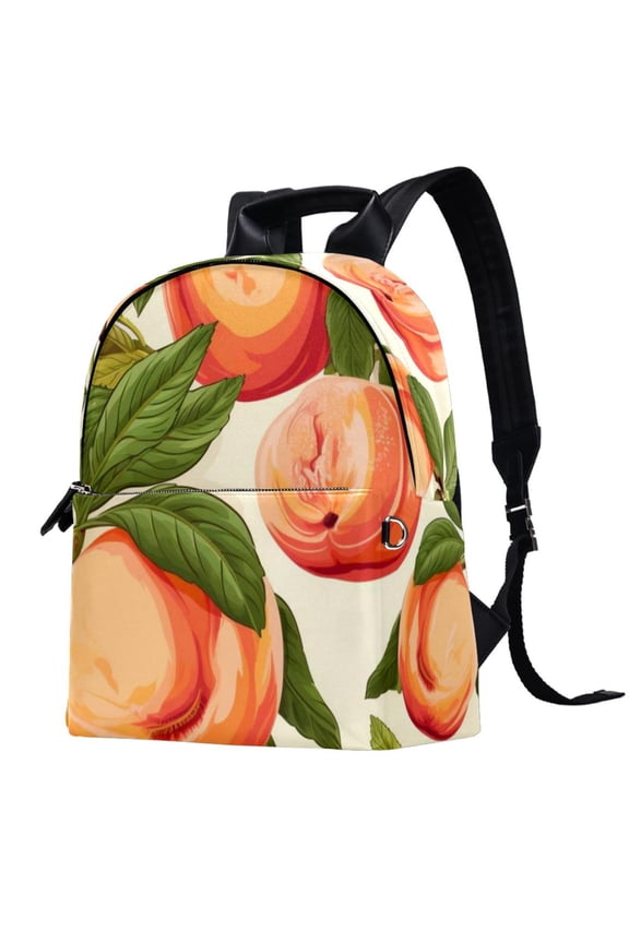 Peach Leather Printed Backpack for Men Women Teens Work School Camping | Adjustable Shoulder Straps, Large Capacity, Lightweight Adult Bagpack