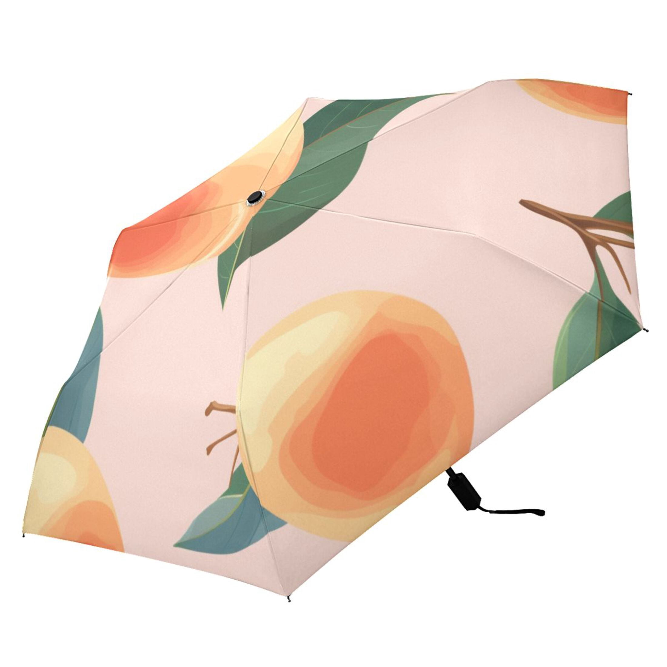 Peach Leaves Compact Folding Umbrella for Rain Windproof Travel ...