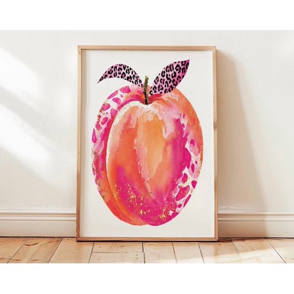 Peach Leopard Fruit Wall Art Print