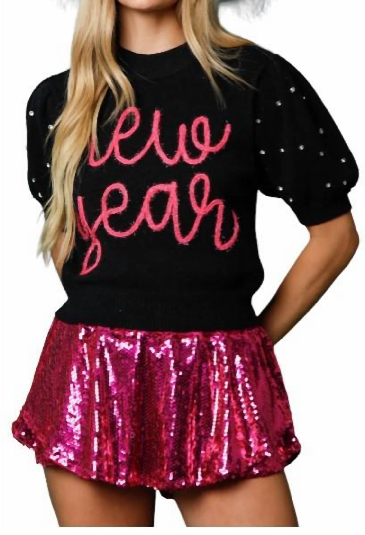 Peach Love Lurex Embroidery With Pearls Sweater Walmart