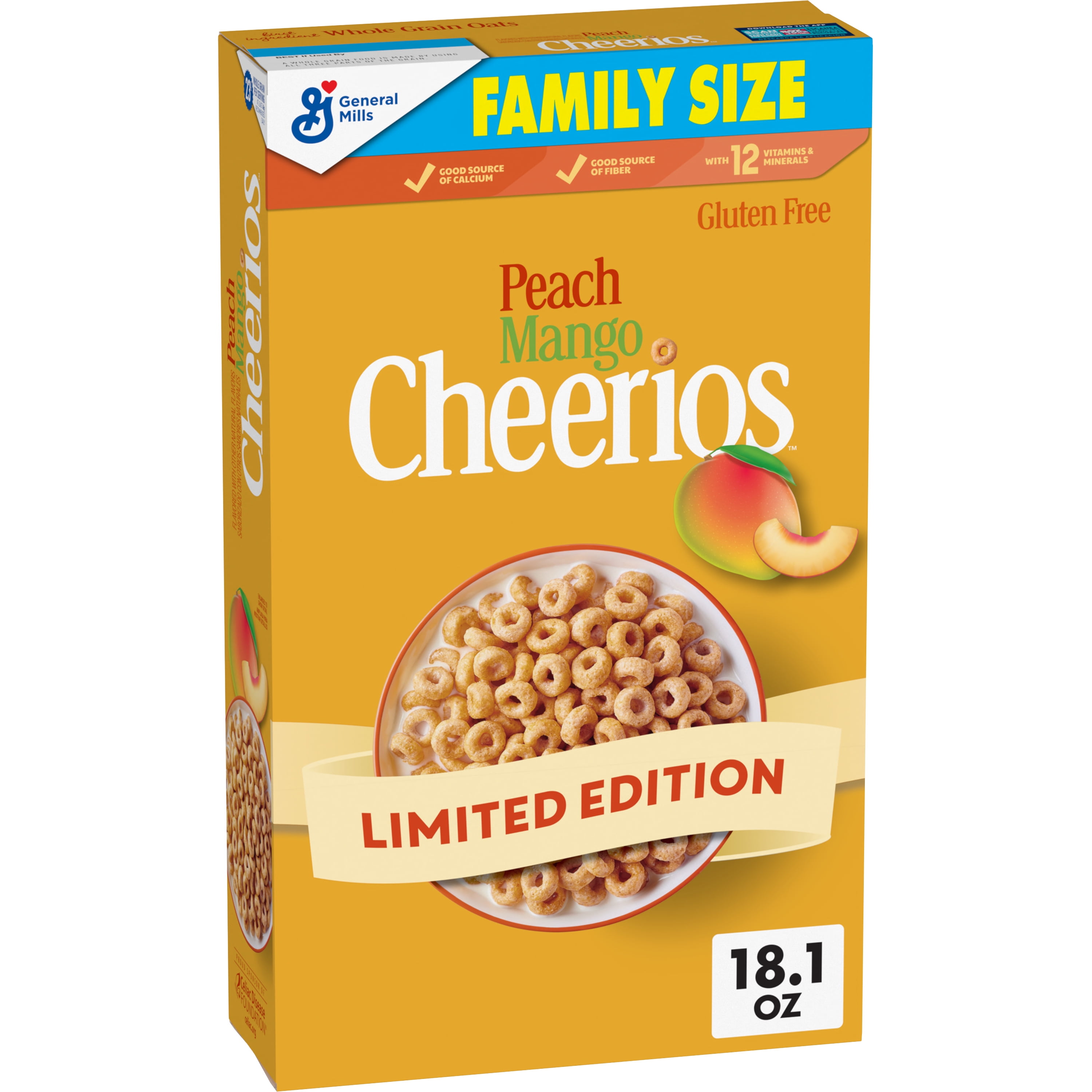 Cheerios Fruity Peach Mango Cereal, Limited Edition, Family Size, 18.1 ...