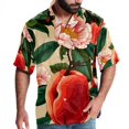 thumbnail image 1 of Peach Men's Short Sleeve Poplin Shirt, Button Down Casual Summer Beach Printed Unisex Shirt, 1 of 6