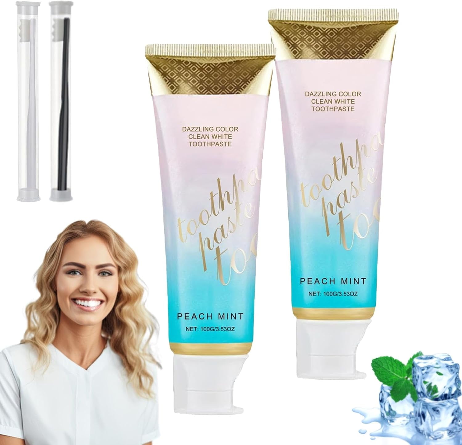 Peach Mint Toothpaste, Peachloft Teeth Whitening Toothpaste, Natural ...