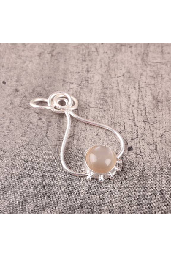 Peach Moonstone Pendant 925 Sterling Silver Jewelry