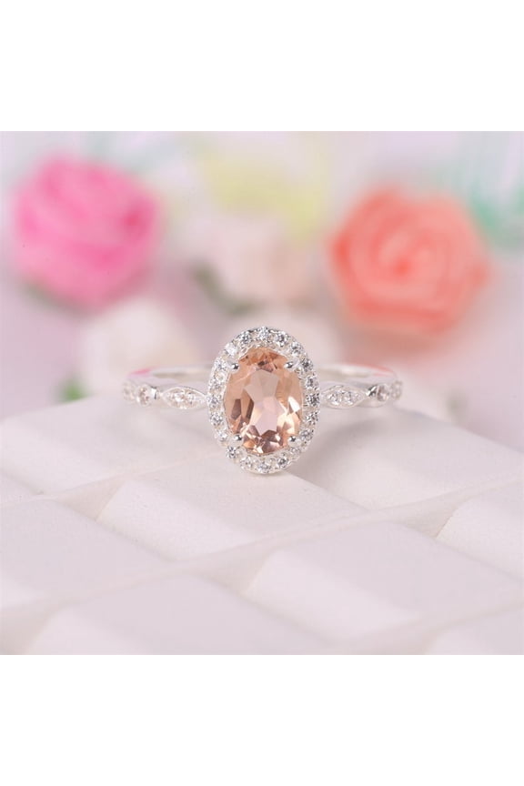 Peach Morganite Ring Gifts For Her Woman Gifts Ring 925 Sterling Silver Handmade Gifts Bridal Gifts Ring Promise Ring