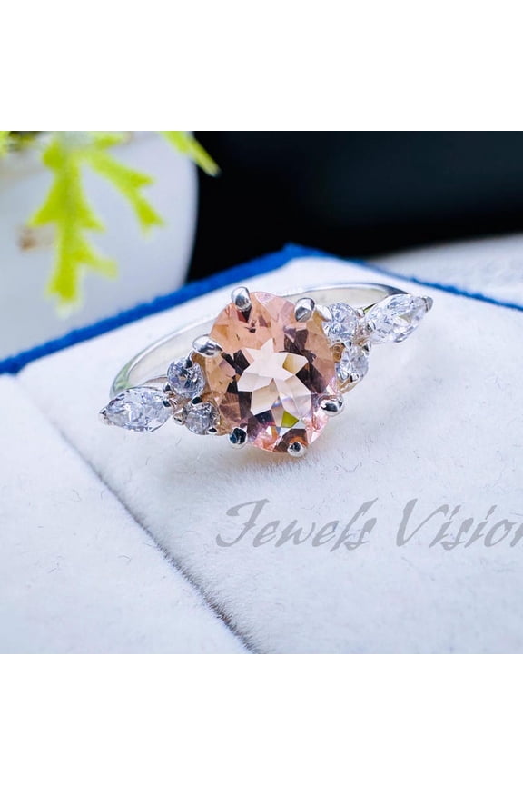Peach Morganite Ring Gifts For Her Woman Gifts Ring 925 Sterling Silver Handmade Gifts Bridal Gifts Ring Promise Ring