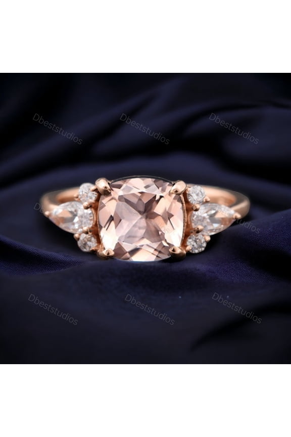 Peach Morganite Ring Gifts For Her Woman Gifts Ring 925 Sterling Silver Handmade Gifts Bridal Gifts Ring Promise Ring