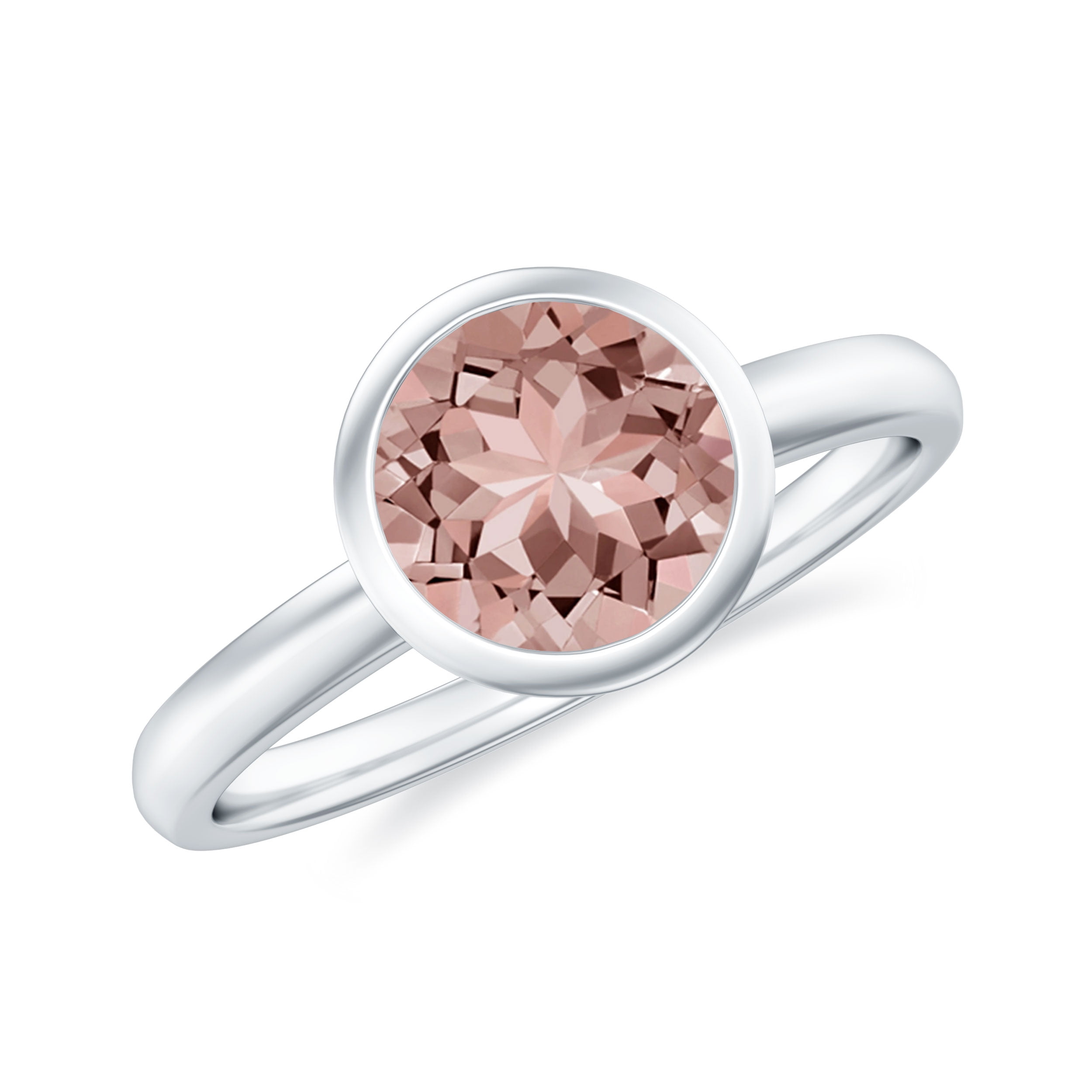Peach Morganite Solitaire Ring 7 mm Round 1.25 CT AAA Quality October Birthstone 10K White Gold US 7.00