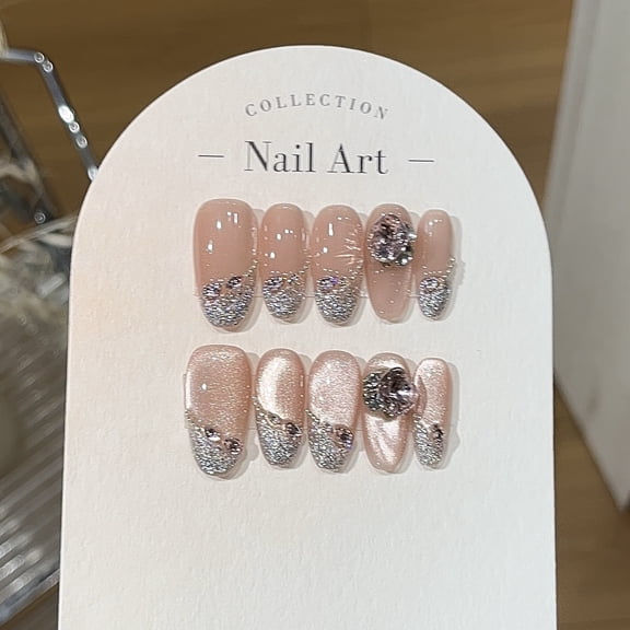[Peach Morning Mist] Y Pure Desire Wind Gentle Naked Pink Cat's Eye Bevel Shattered Flash K9 Powder Pile Diamond Wear