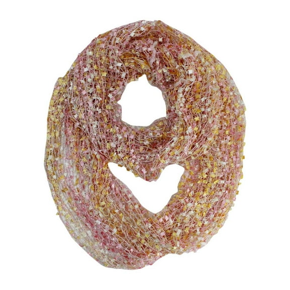 Peach Multicolor Mesh Knit Loop Scarf