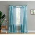 thumbnail image 1 of Peach & Oak Single Curtain Panel, Clover, Solid Aqua, 95 inch, 1 of 5