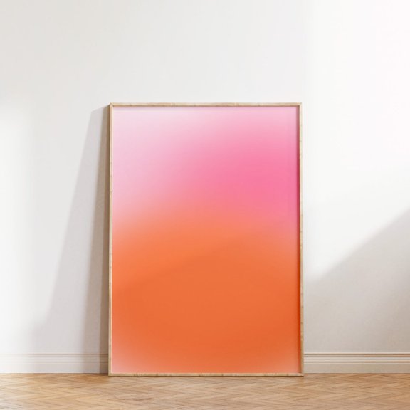 Peach Orange Aura Gradient Spiritual Wall Art, Unframed Paper Print Size 8x12