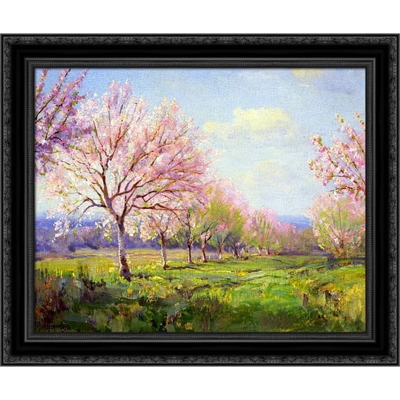 Peach Orchard on Mavericks Farm 24x20 Black Ornate Wood Framed Canvas Art by Onderdonk, Robert Julian
