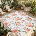 thumbnail image 1 of Peach Outdoor Rug for Patio/Deck/Porch, Non-Slip Large Area Rug 4 x 6 Ft, Spring Floral Green Leaf Botanical Pink Fruit Indoor Outdoor Rugs Washable Area Rugs, Reversible Camping Rug Carpet Runner, 1 of 8