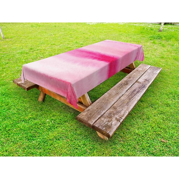 Peach Outdoor Tablecloth, Hand Drawn Watercolor Brush Strokes Artsy Pattern Wet Paint Style Romantic Image, Decorative Washable Fabric Picnic Table Cloth, 58 X 84 Inches,Pink Hot Pink, by Ambesonne