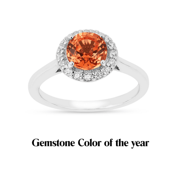 Peach Padparadscha Sapphire Ring Lab Grown Vintage Gemstone Ring For Women- Birthstone Gift For Her in Sterling Silver Halo Ring For Women&nbsp;