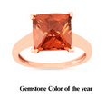 thumbnail image 1 of Peach Padparadscha Square Solitaire Lab Grown Ring For Women - Padparadscha Sapphire18K Rose Gold Over Silver Ring For Her, 1 of 11