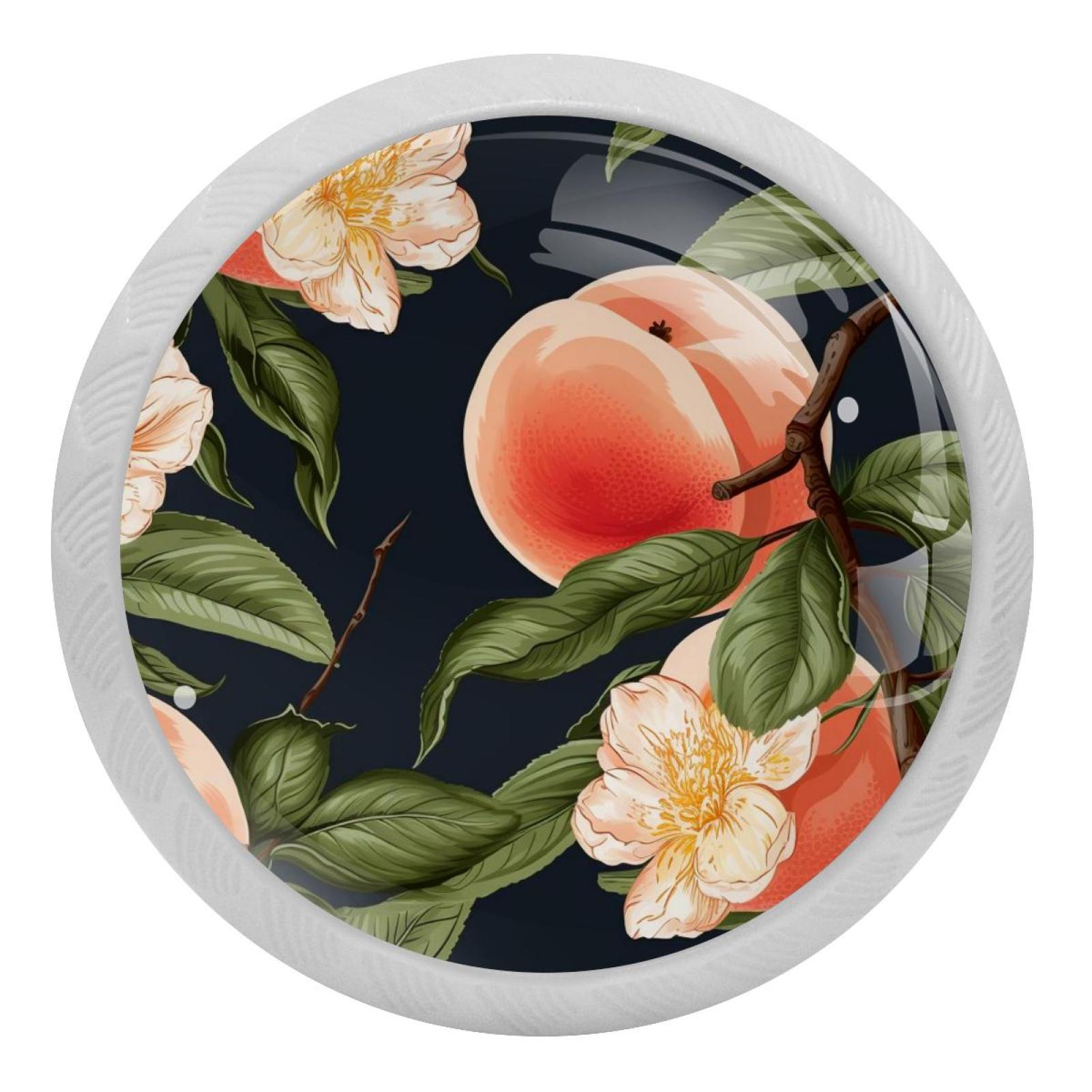 Peach Pattern 4PCS Knobs Pulls Fluorescent Drawer Handle Drawer Dresser Unique