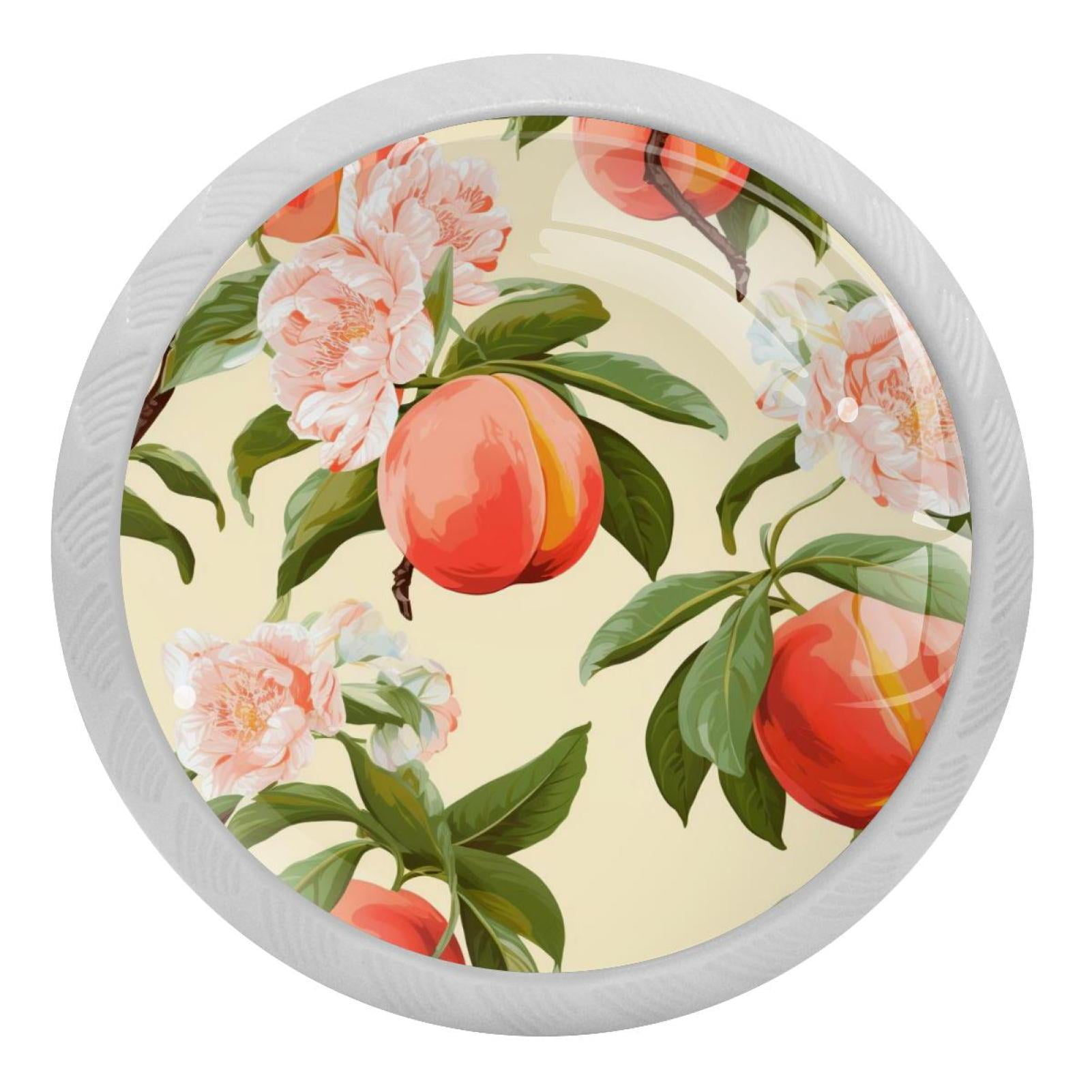 Peach Pattern 4PCS Knobs Pulls Fluorescent Drawer Handle Drawer Dresser Unique